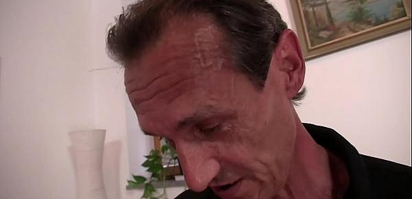 He caught blonde GF riding old man big cock